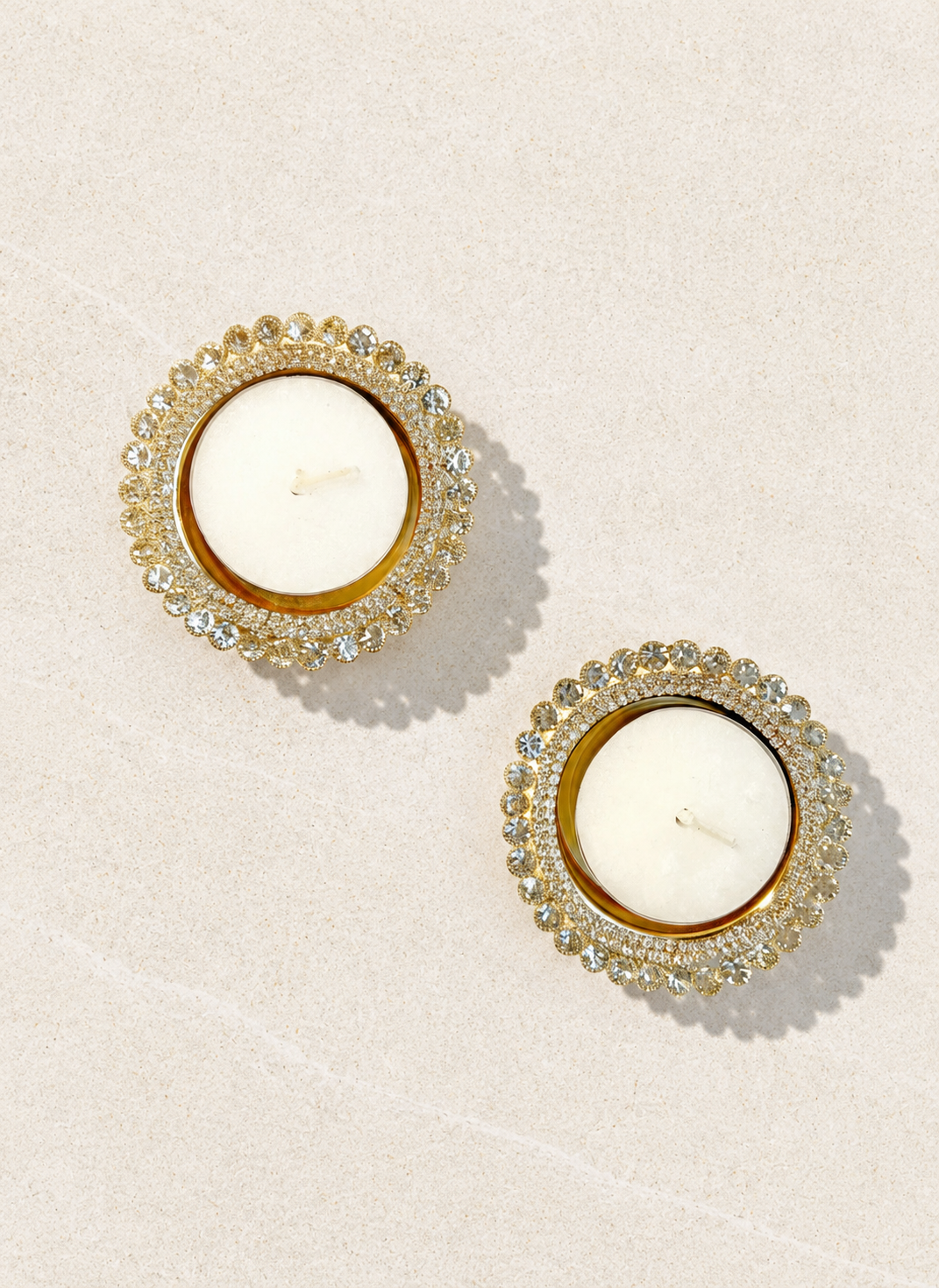 Gold Diamanté Diya Tealight Twin Set✨