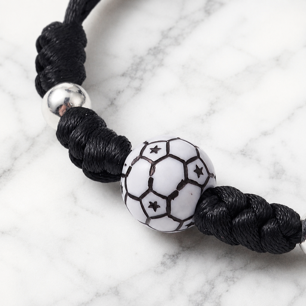 Football Braided Bead Bracelet