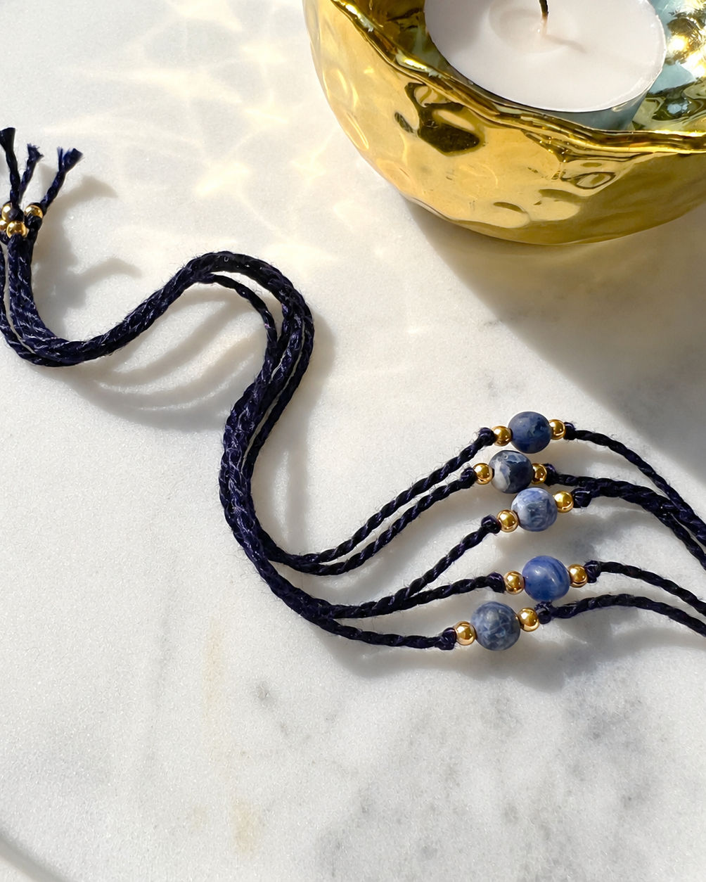 Natural Frosted Sodalite Handmade Rakhi