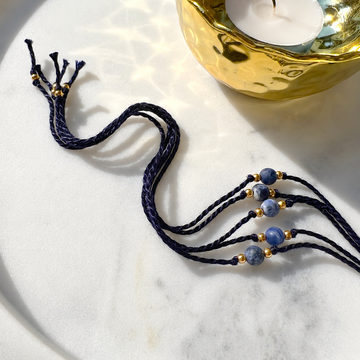 Natural Frosted Sodalite Handmade Rakhri
