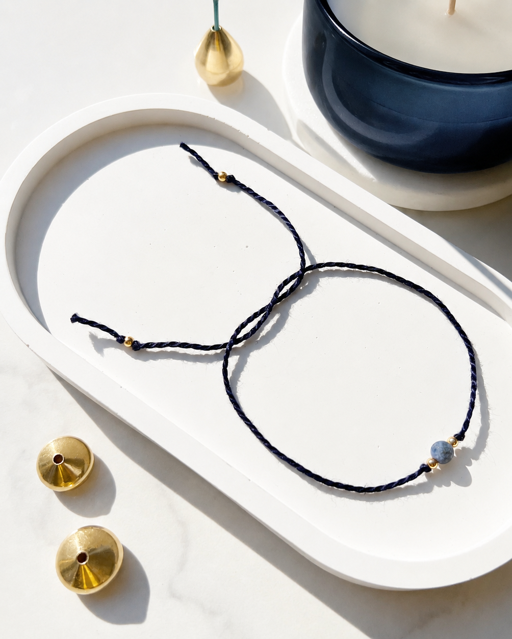 Natural Frosted Sodalite Handmade Rakhi