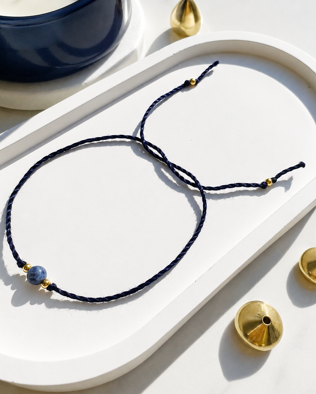 Natural Frosted Sodalite Handmade Rakhi
