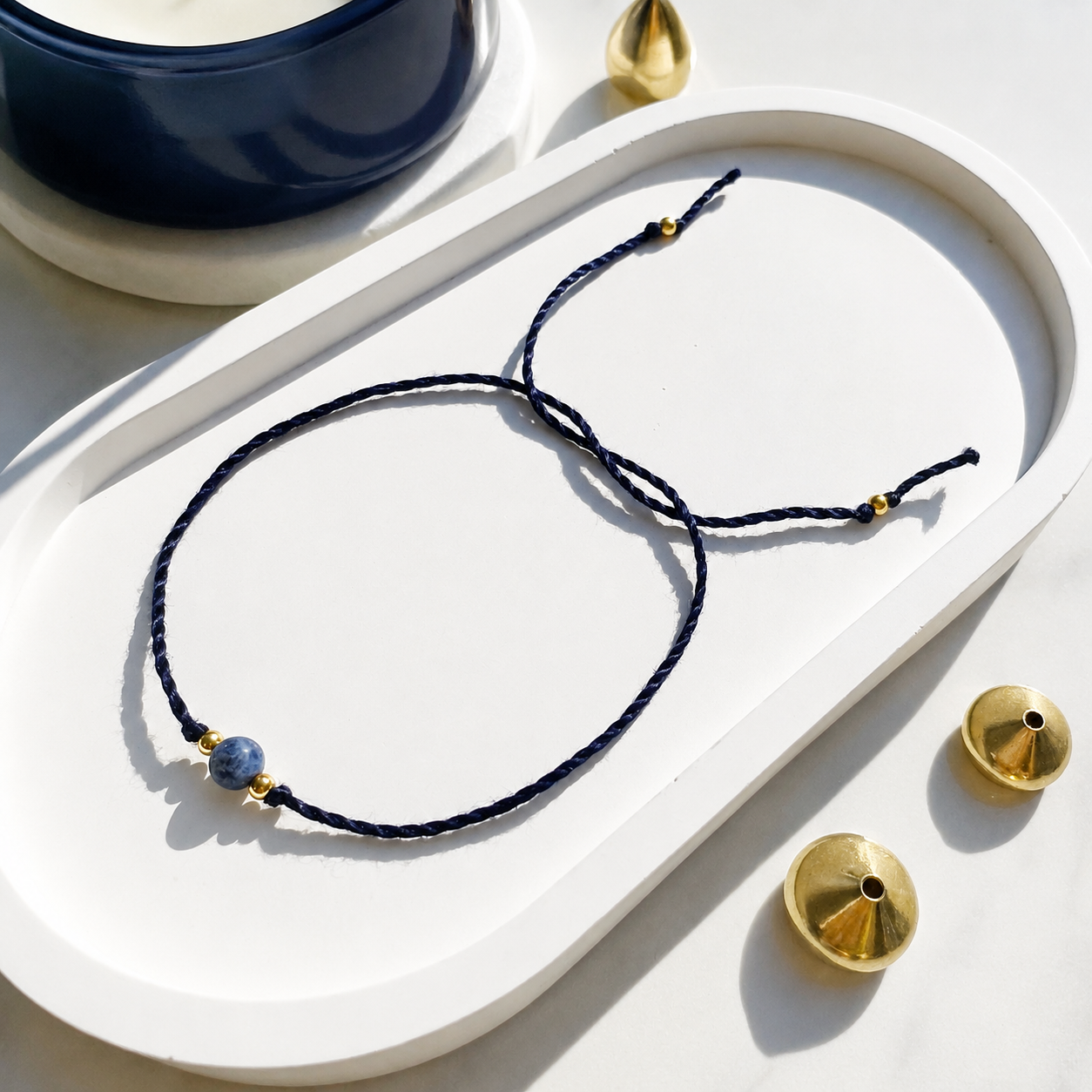 Natural Frosted Sodalite Handmade Rakhri