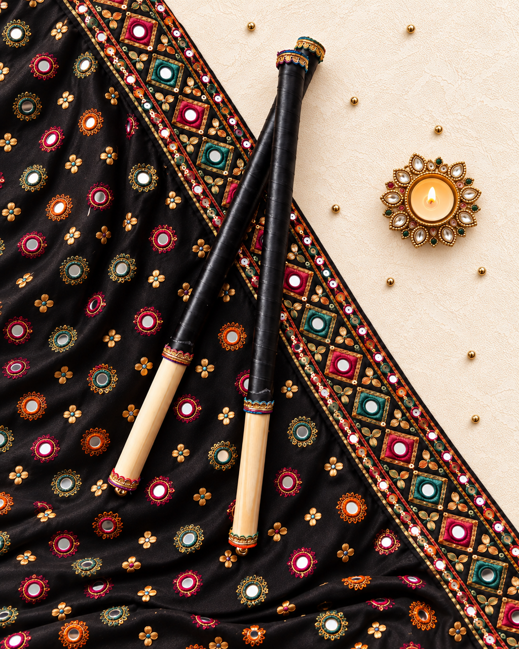 Adult's Personalised Dandiya Sticks - Black