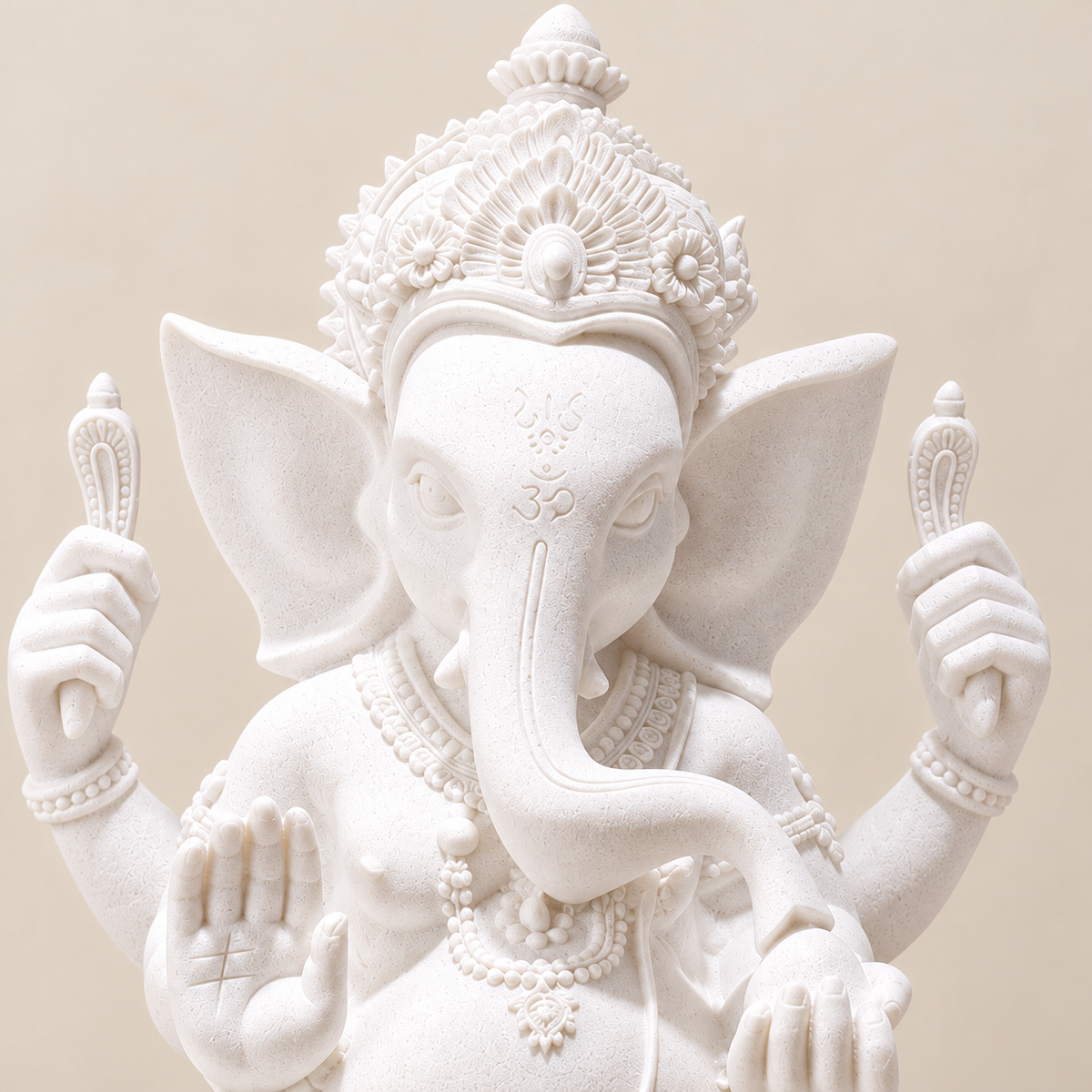 White Stone Look Lord Ganesh Murti