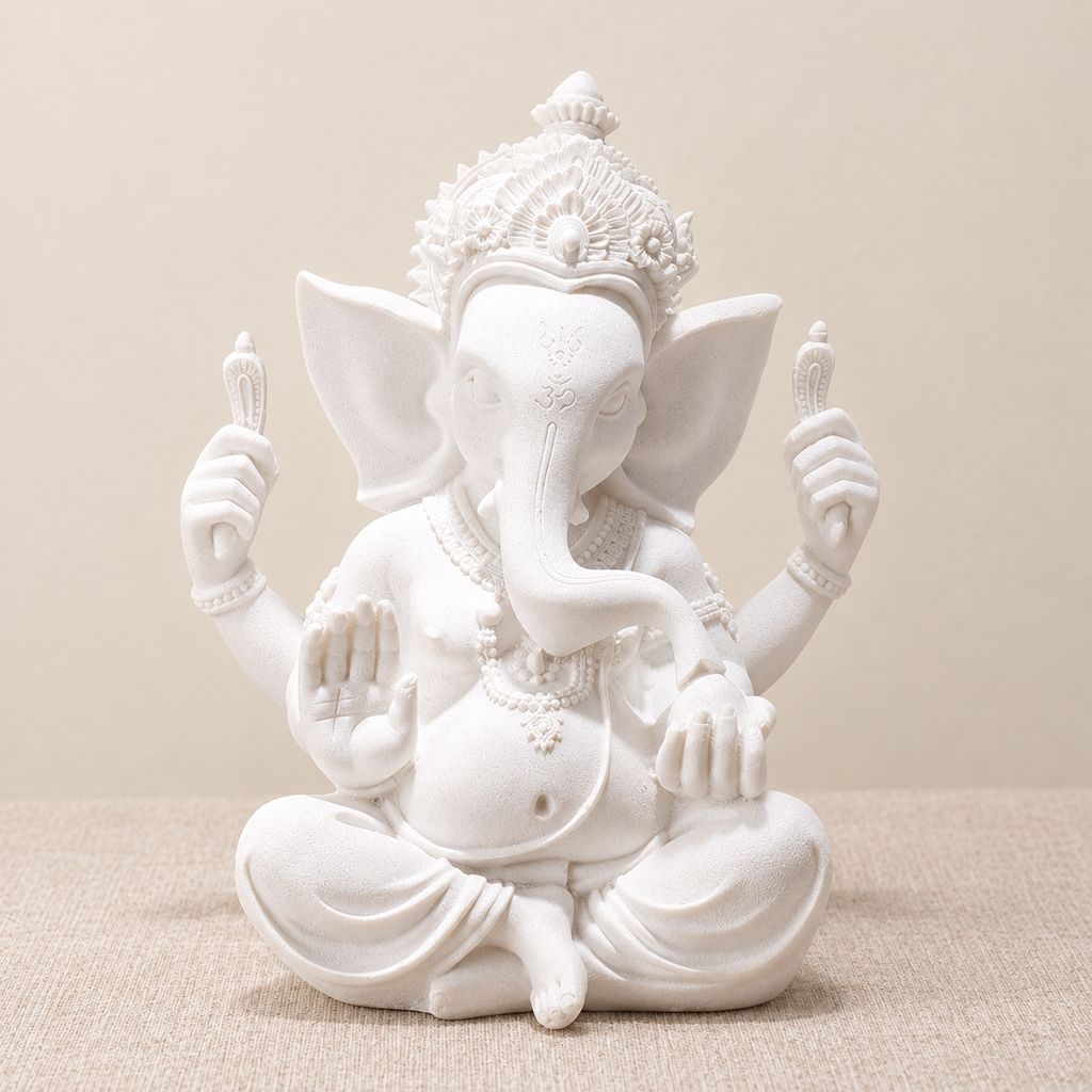 White Stone Look Lord Ganesh Murti