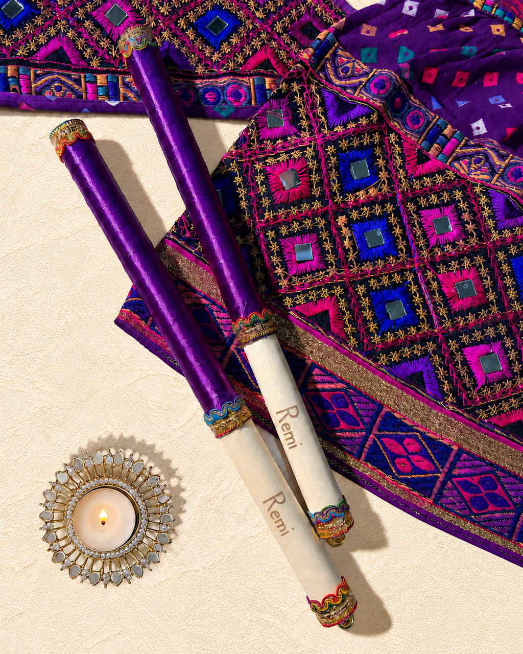 Children's Personalised Dandiya Sticks - Purple 