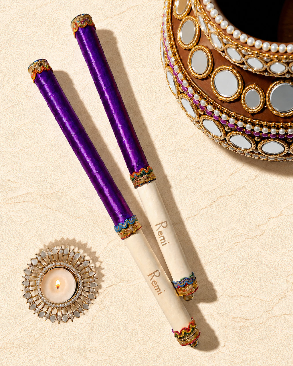 Children's Personalised Dandiya Sticks - Purple 