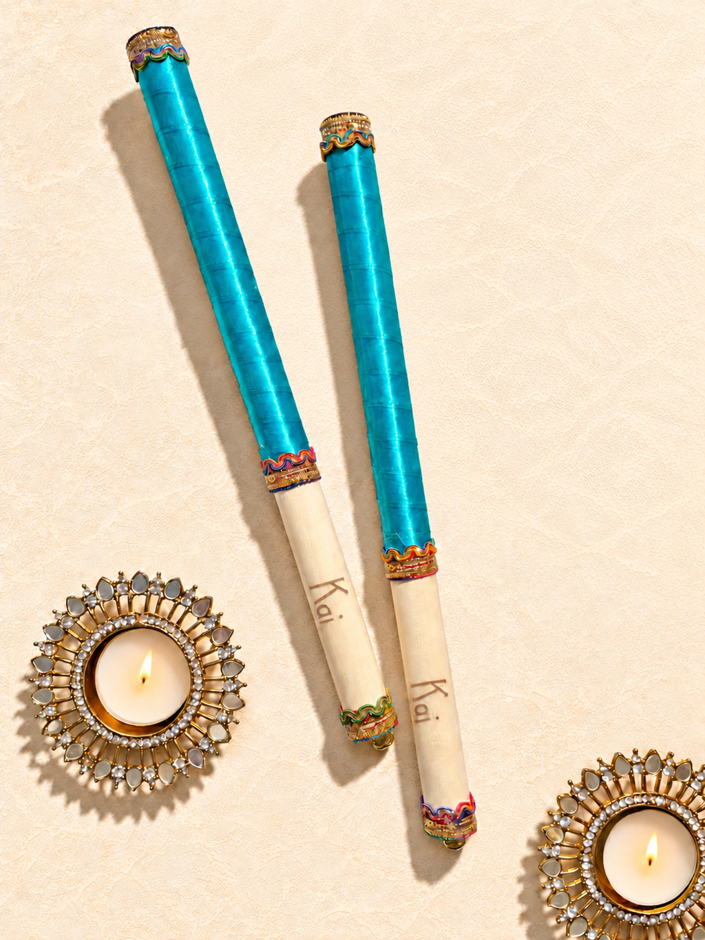 Children's Personalised Dandiya Sticks - Teal 🩵