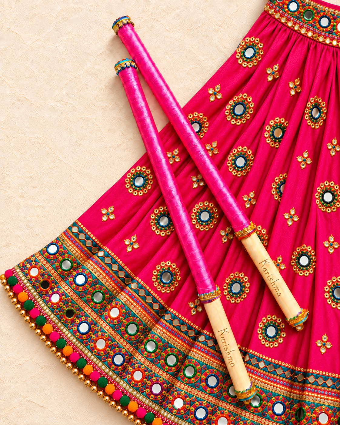 Adult's Personalised Dandiya Sticks - Fuchsia Pink