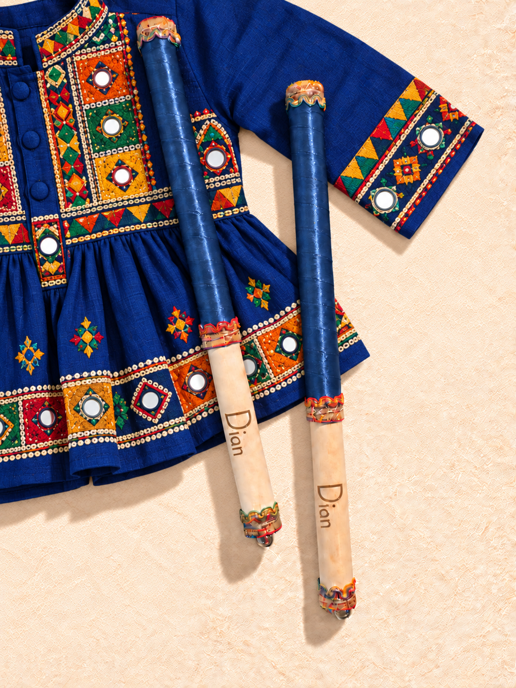 Children's Personalised Dandiya Sticks - Navy Blue