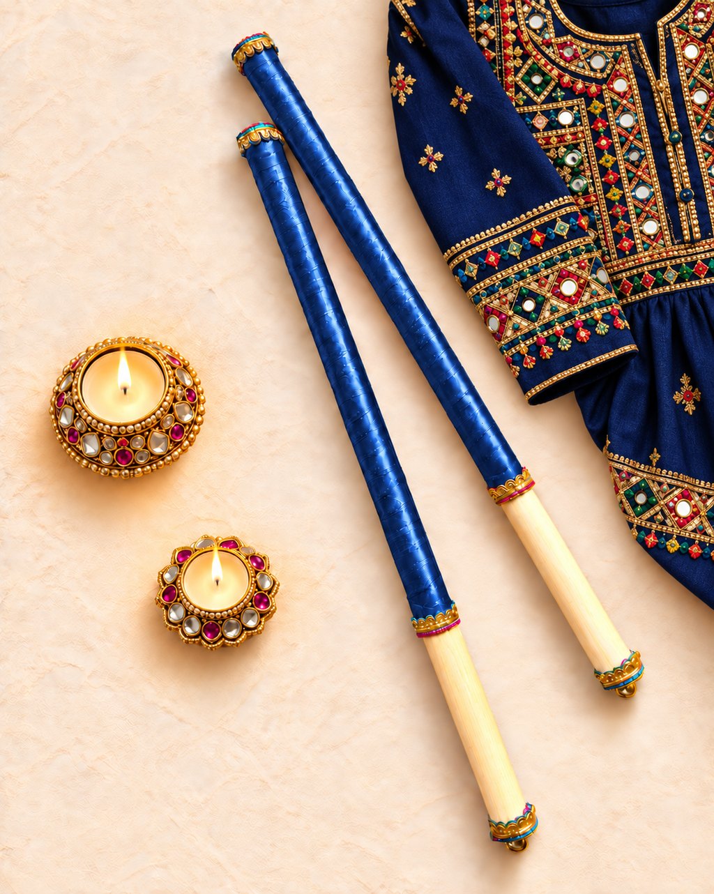 Adult's Personalised Dandiya Sticks - Navy