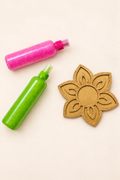 4" Mini Diwali Water Lily Wooden Rangoli Kit