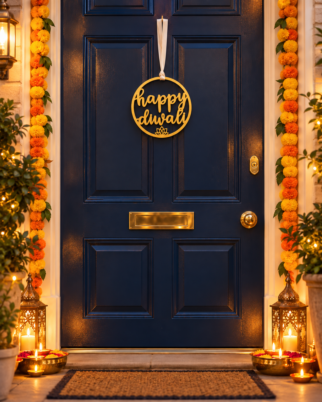 Happy Diwali Painted Wooden Decoration Sign