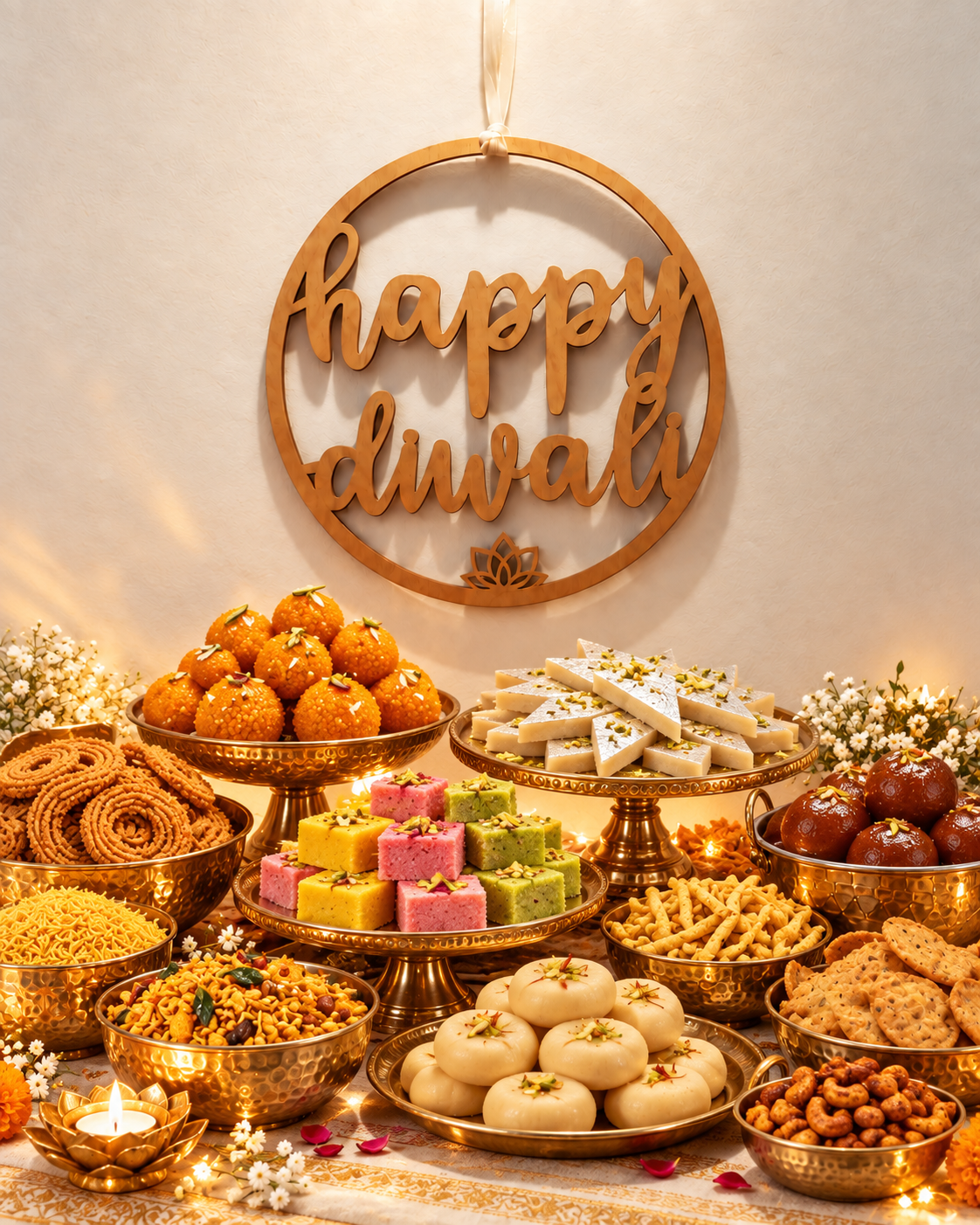 Happy Diwali Painted Wooden Decoration Sign