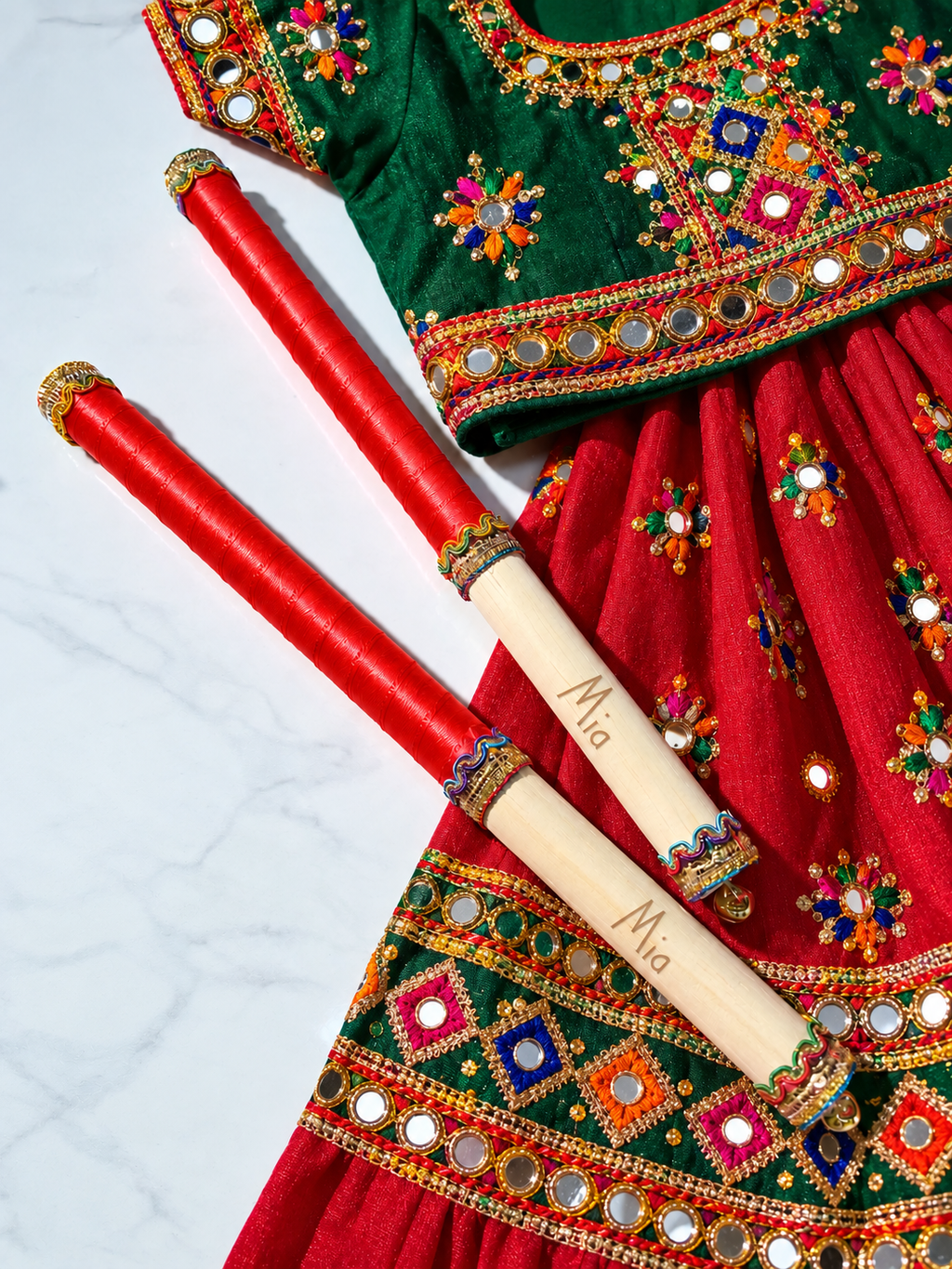 Children's Personalised Dandiya Sticks - Red