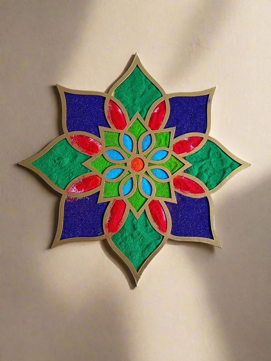 12" Diwali Dahlia Wooden Rangoli Kit