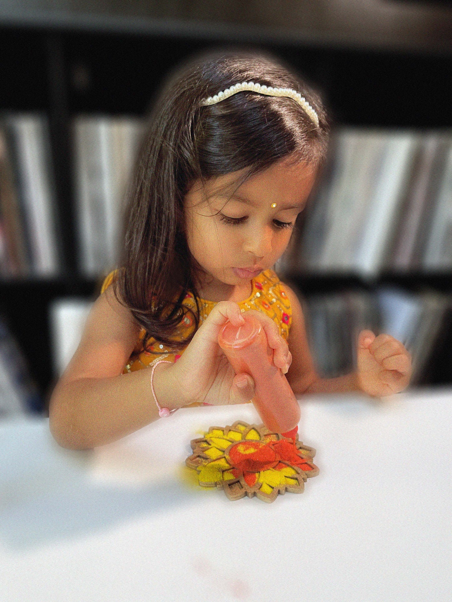 4" Mini Diwali Daisy Wooden Rangoli Kit