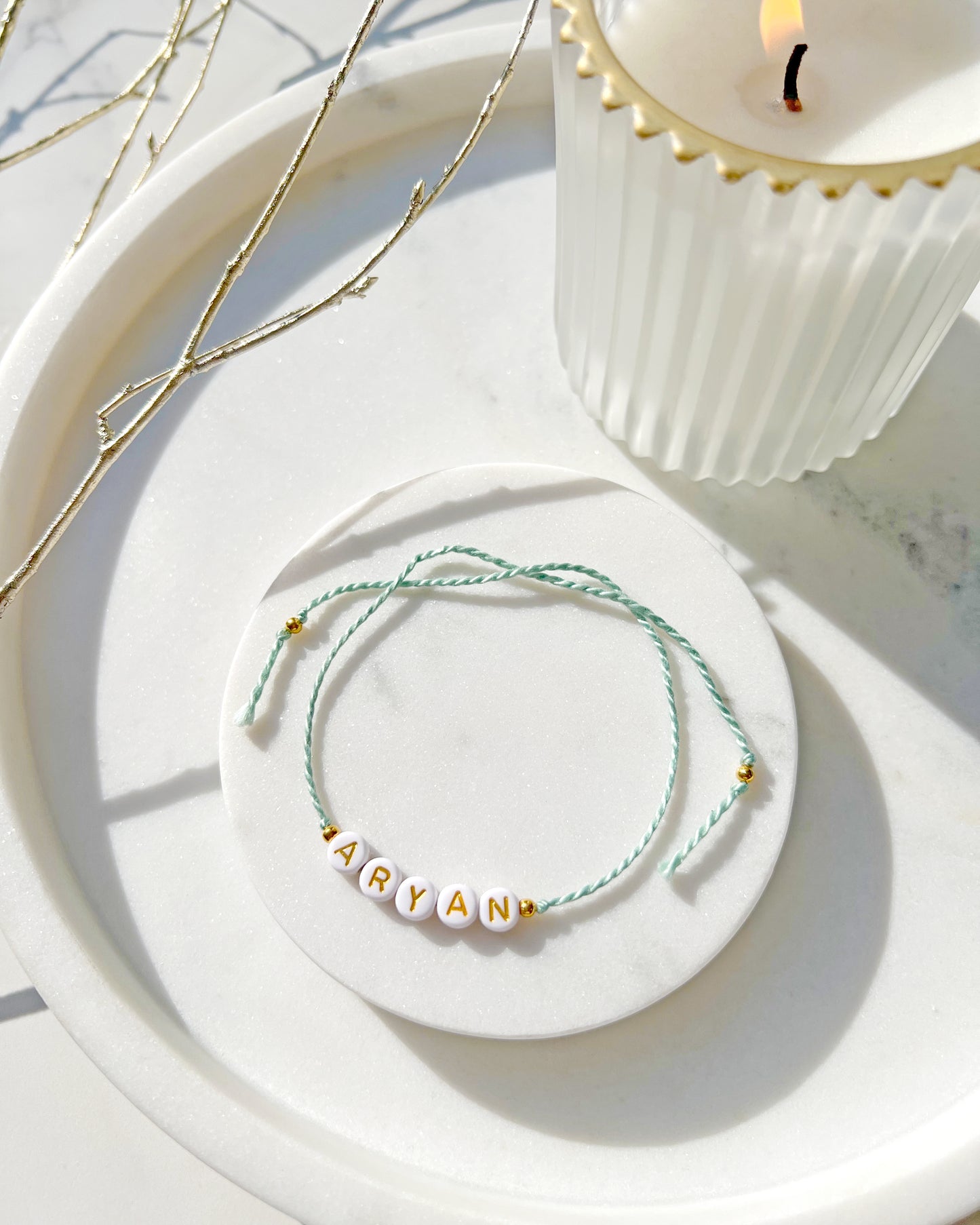 Personalised Name Round Bead Rakhri ⚪