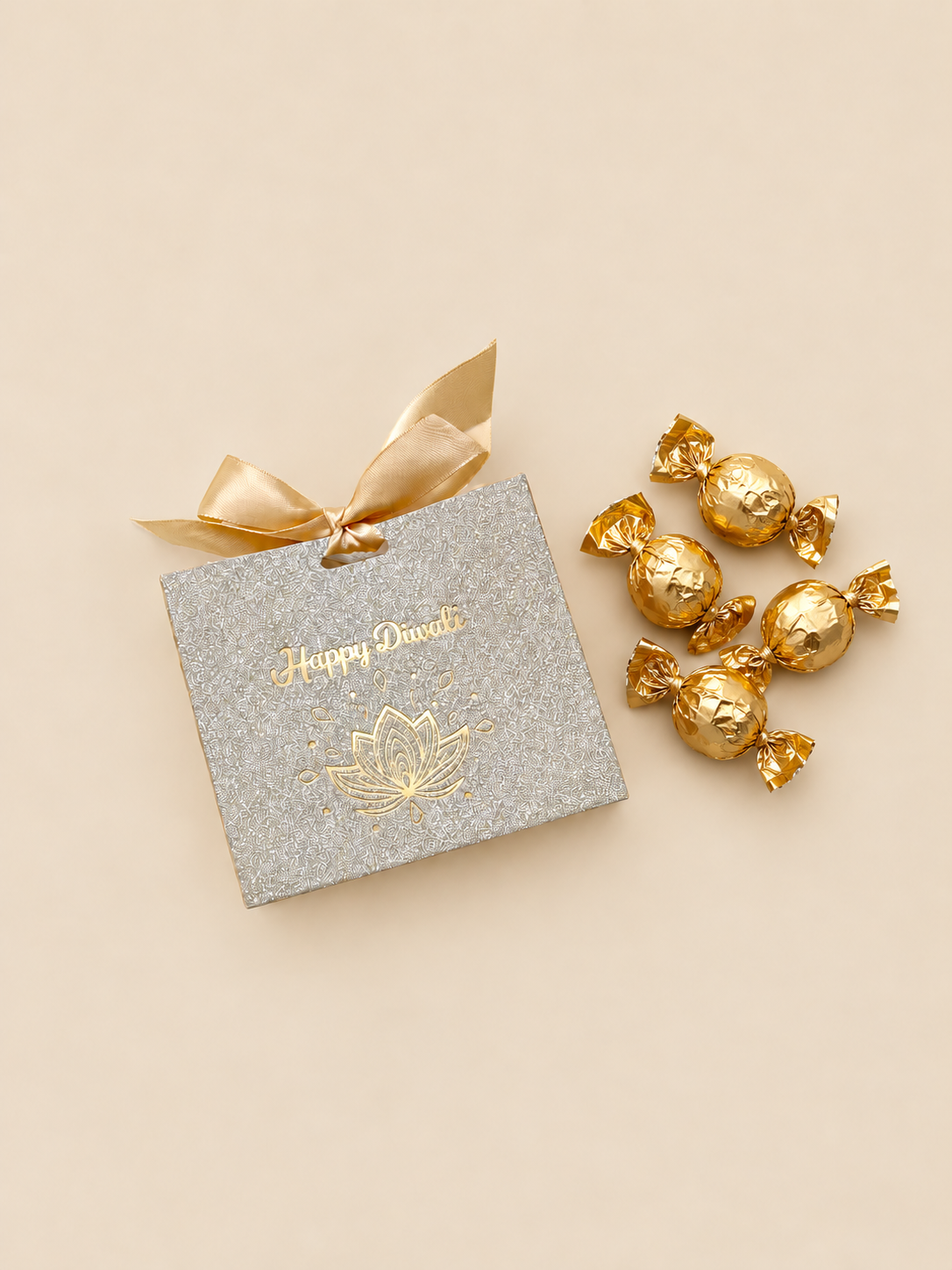 Gold Glitter Happy Diwali Mini Gift Bags - Pack of 3
