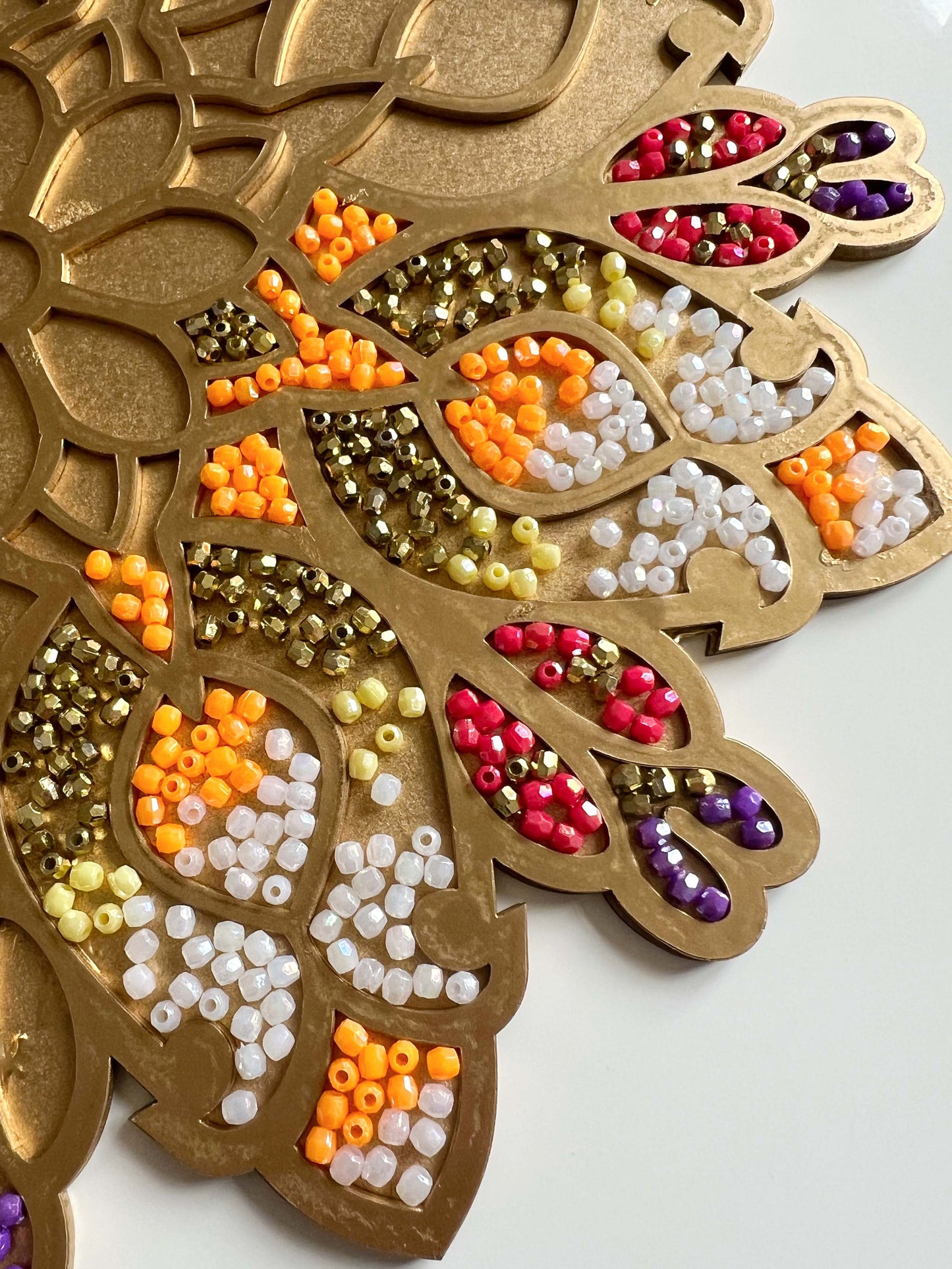 Perfectly Imperfect - 16” Flower Wooden Rangoli Tray Only