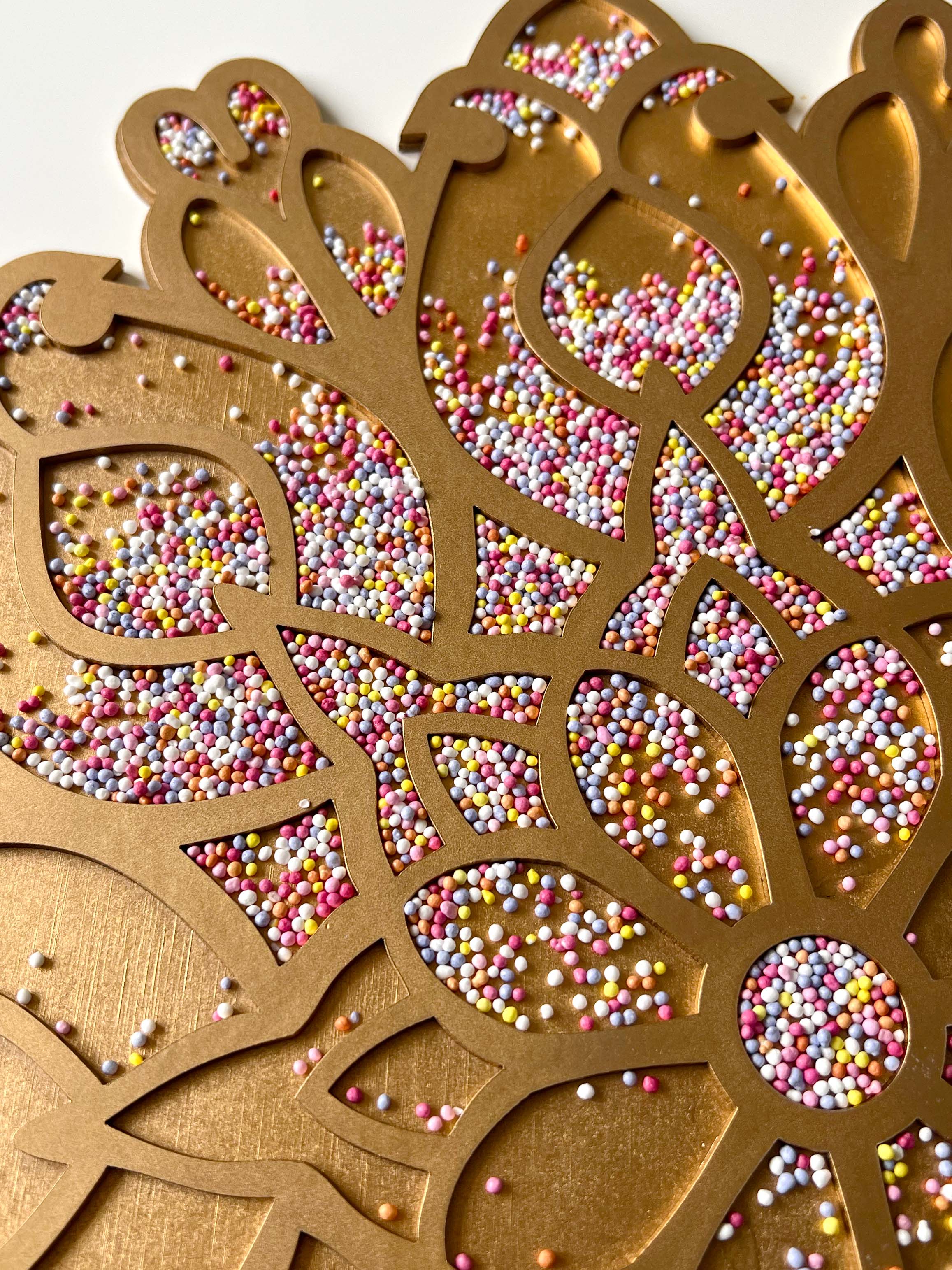 Perfectly Imperfect - 16" Diwali Bouquet Wooden Rangoli Tray Only