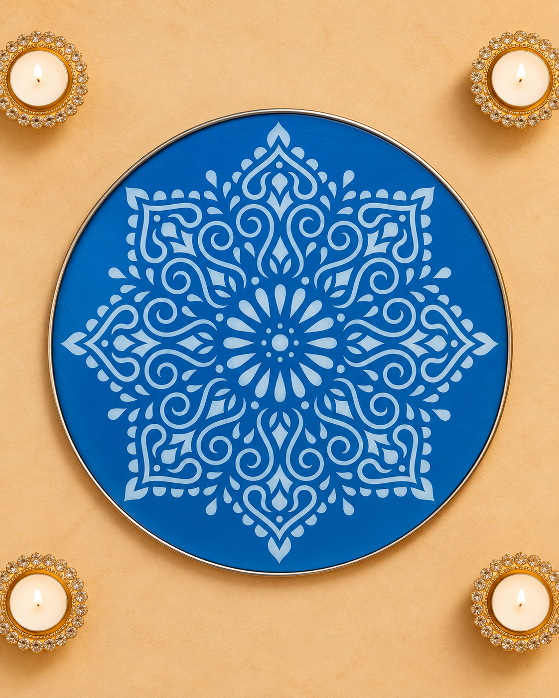 Extra Large 18 Inch Rangoli Net Stencil – Reusable Diwali Floor Decoration