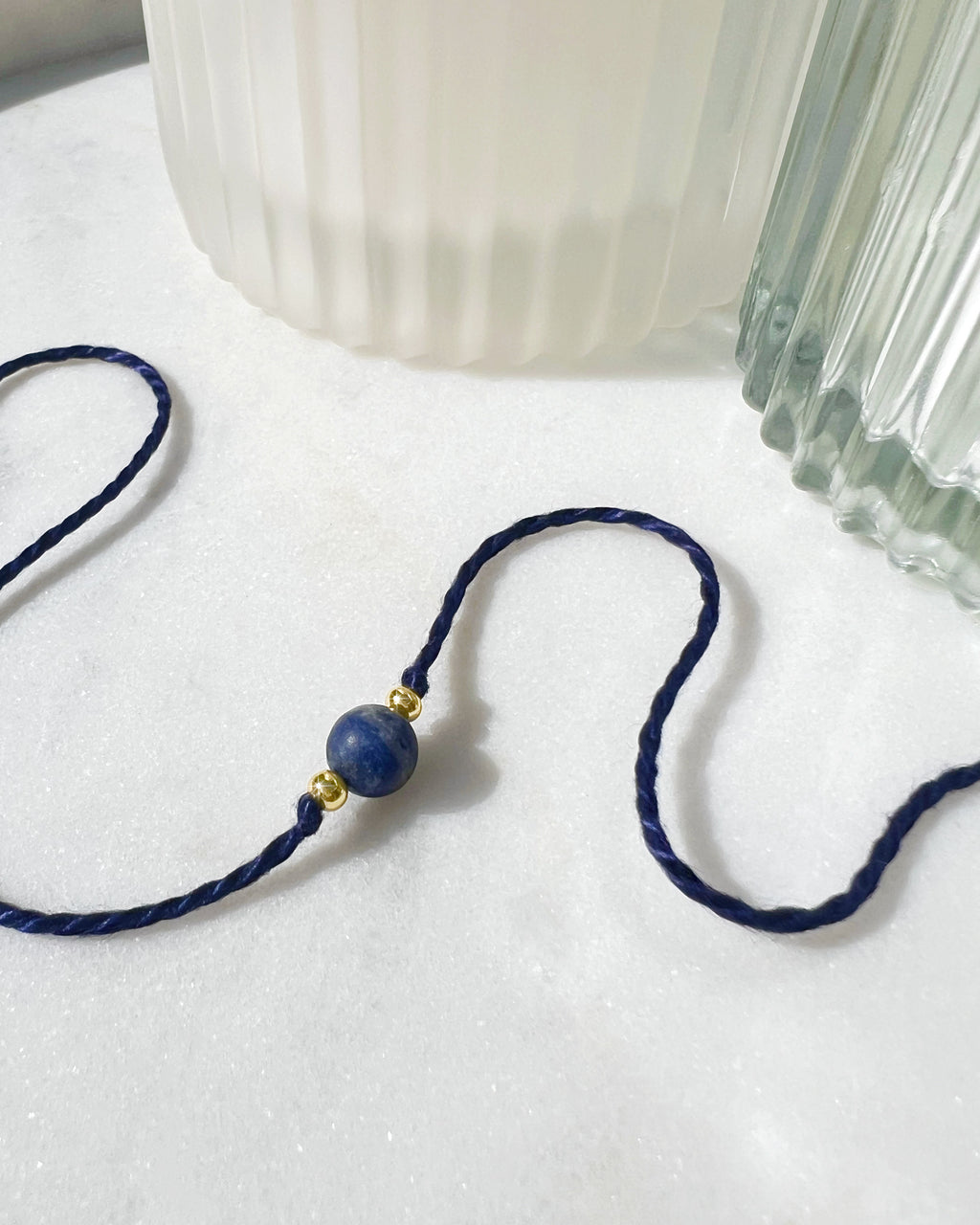 Natural Frosted Sodalite Handmade Rakhi