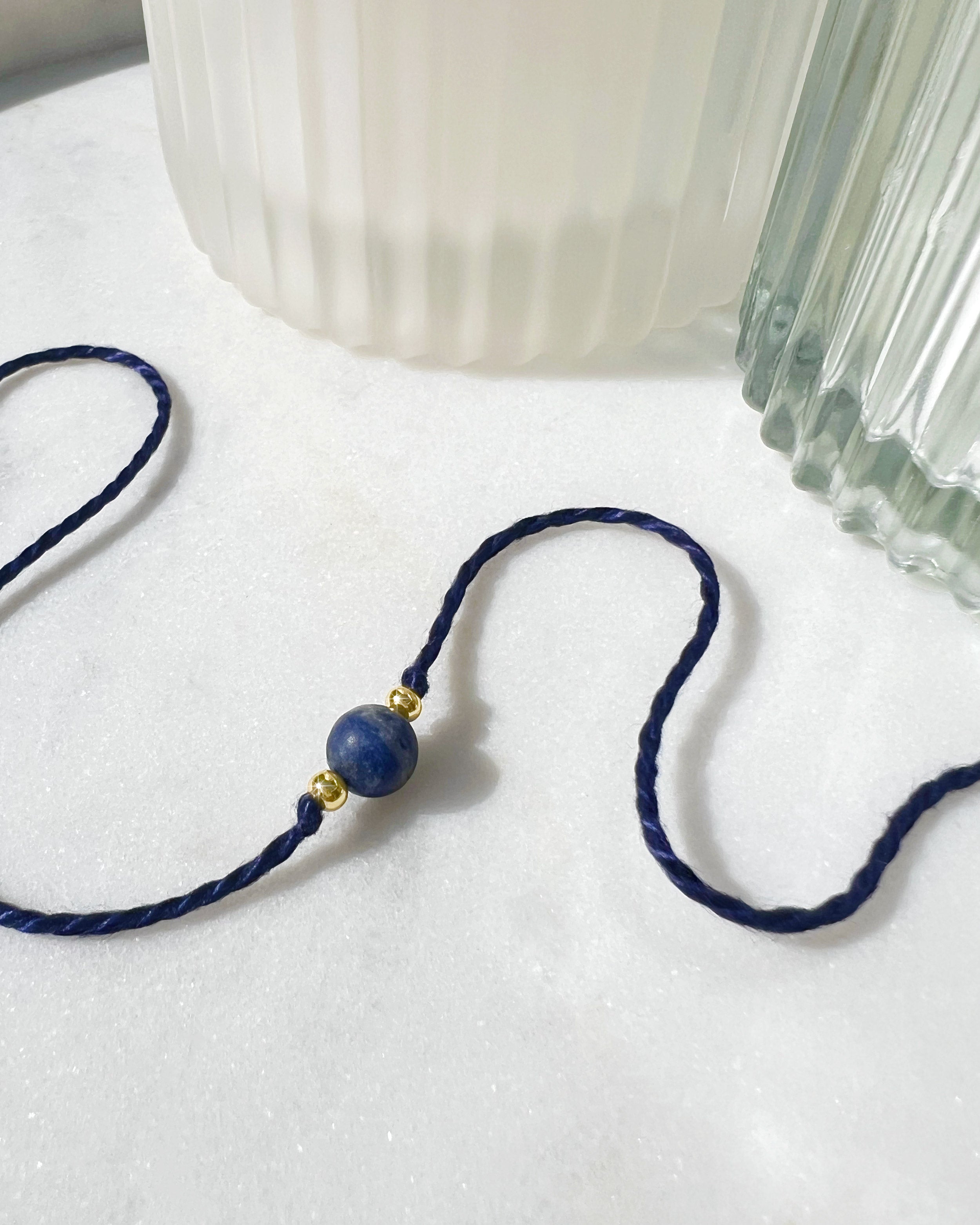 Natural Frosted Sodalite Handmade Rakhi