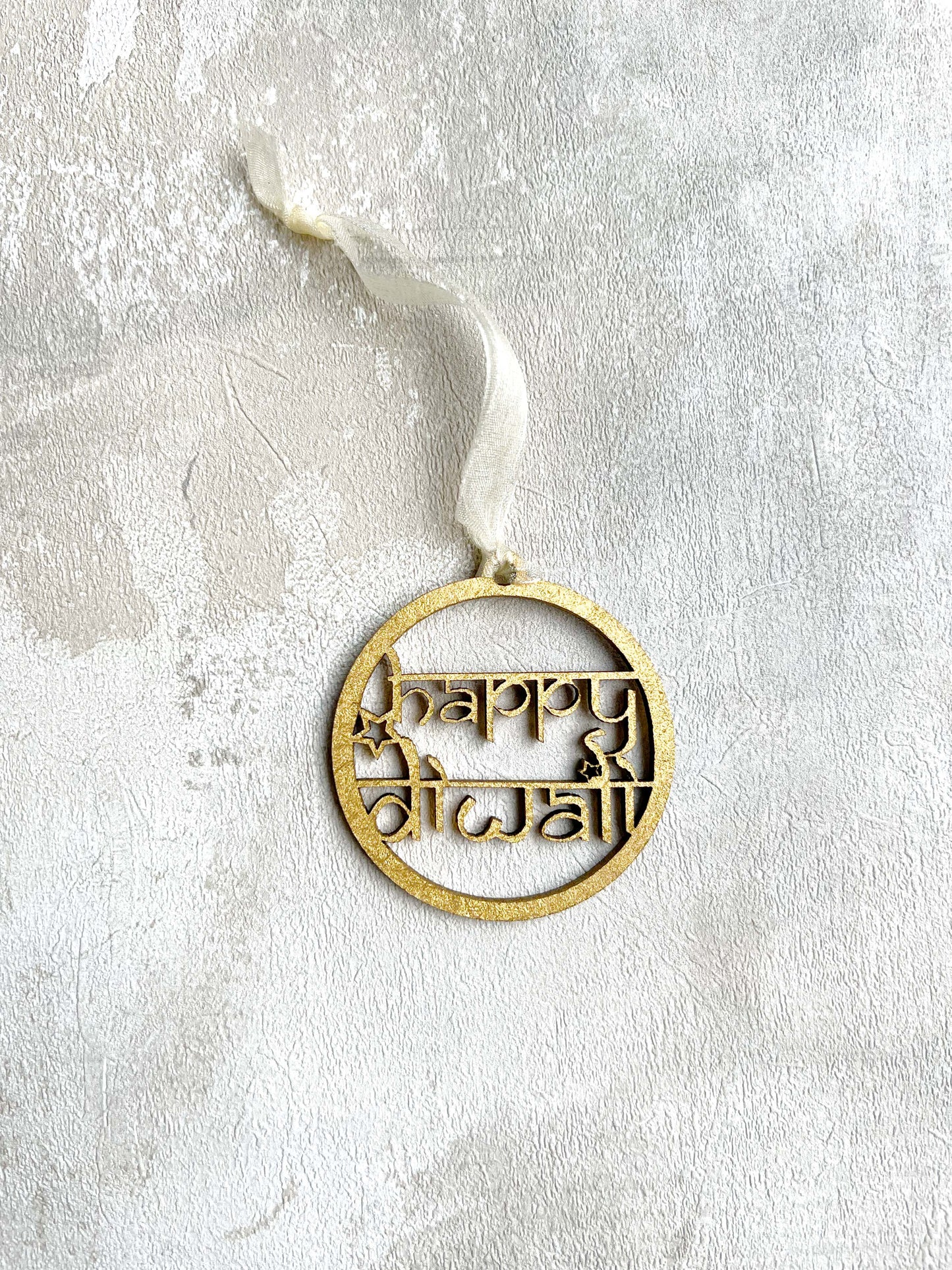"Happy Diwali" Gold Wooden Gift Tag ✨