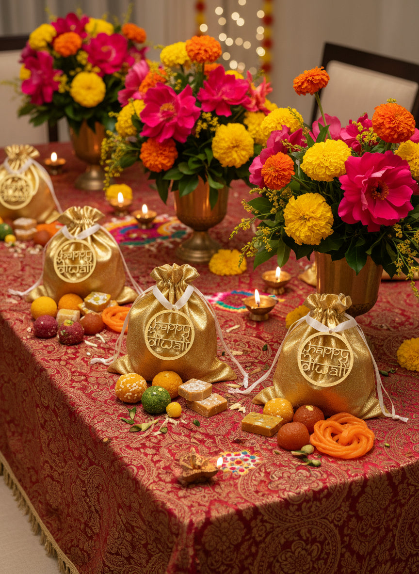 "Happy Diwali" Gold Wooden Gift Tag ✨