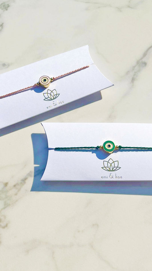 Premium Green and White Evil Eye Rakhri