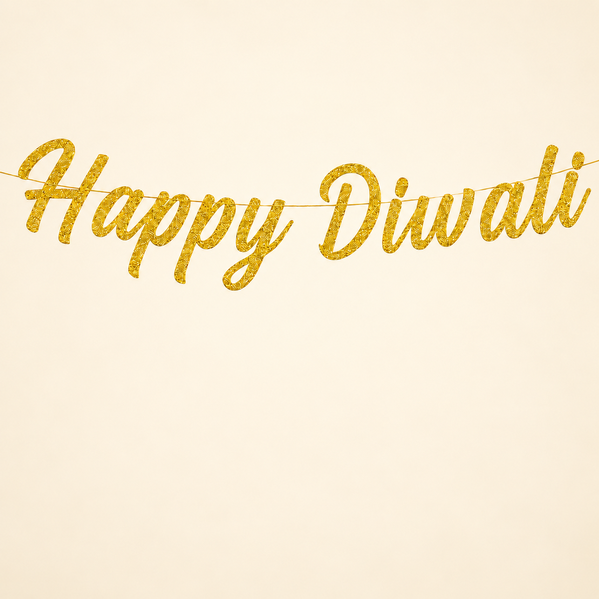 Happy Diwali Gold Glitter Hanging Bunting Banner