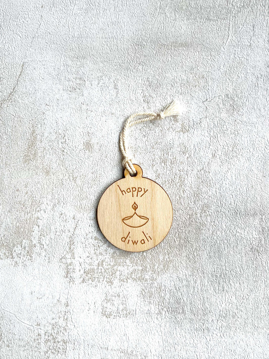 Happy Diwali Diya Wooden Gift Tags ✨