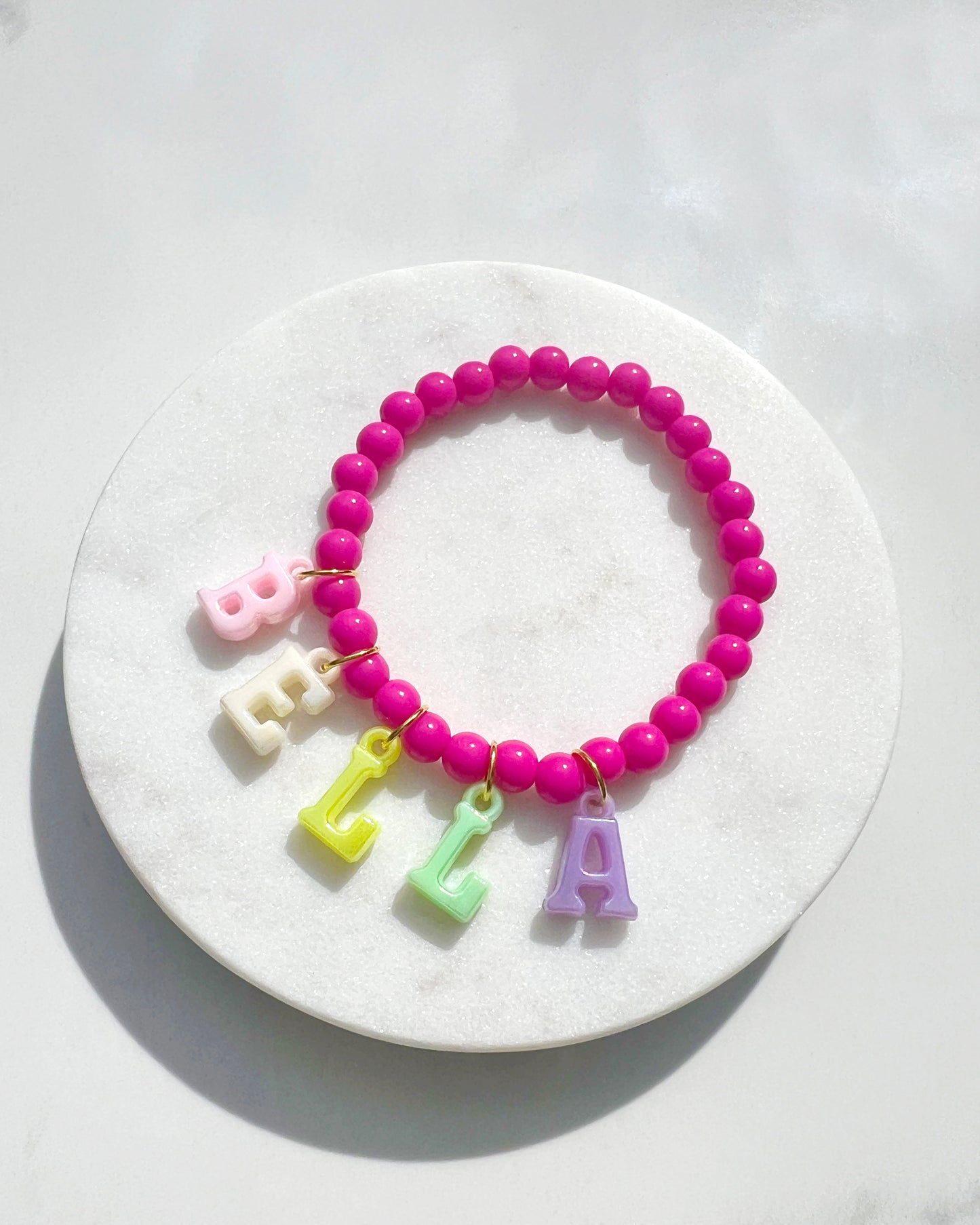 Children's Personalised Name Charm Stretch Bracelet