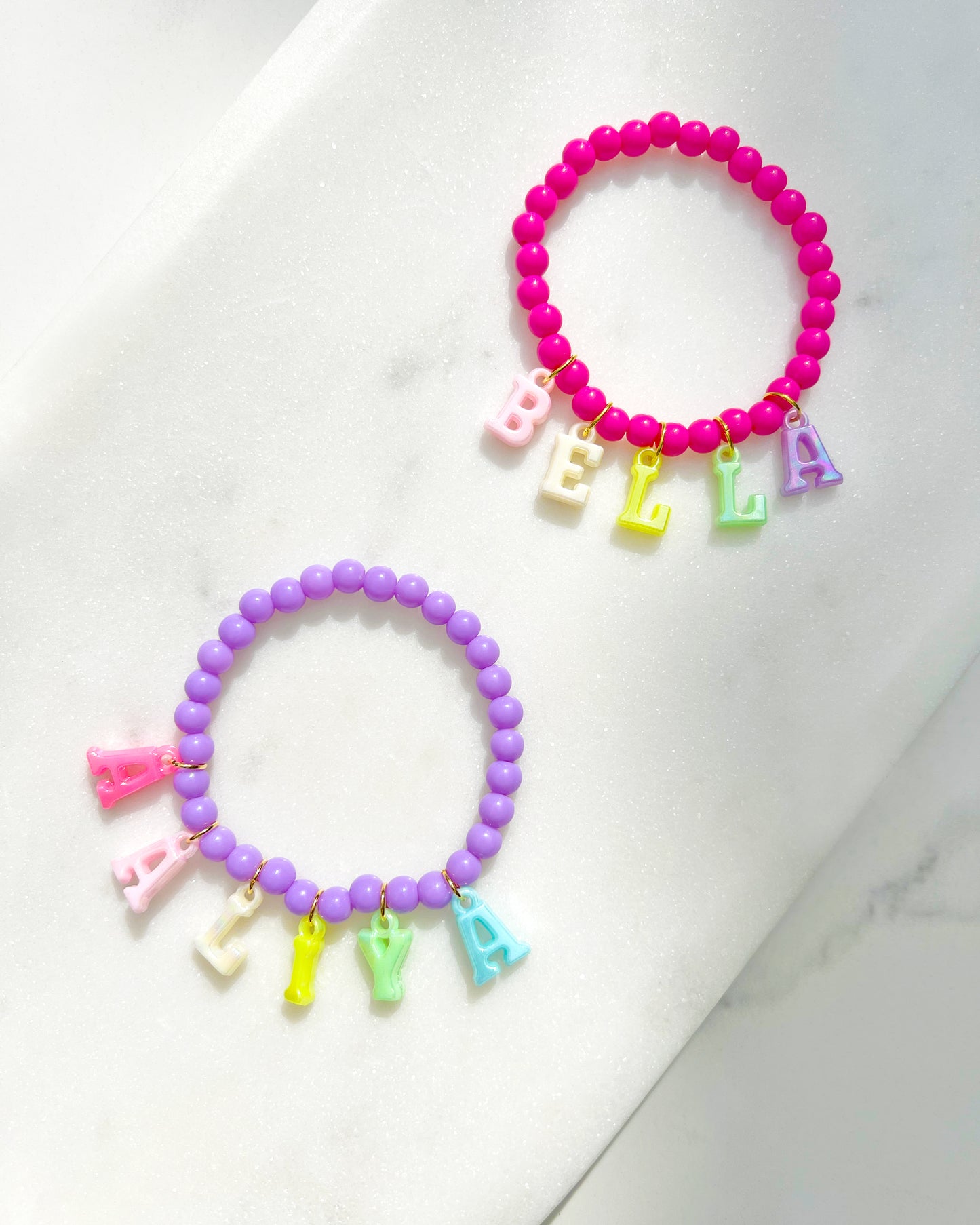 Children's Personalised Name Charm Stretch Bracelet