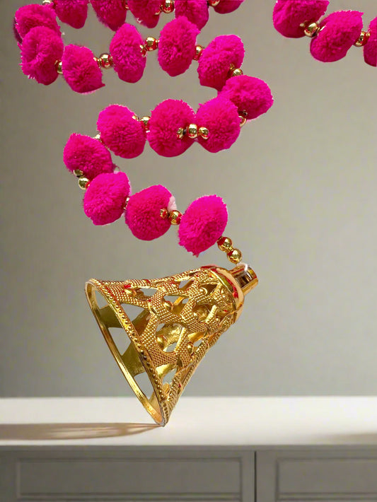 Hot Pink Pom Pom Hanging Bell Garland 🔔