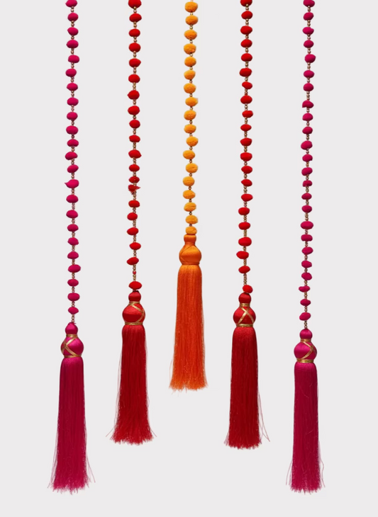 Perfectly Imperfect - Pack of 5 - 1 Orange / 2 Red/ 2 Pink Diwali Hanging Tassel Garlands ✨
