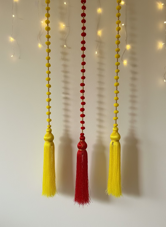 1x Red + 2x Yellow Diwali Hanging Tassel Garlands - Pack of 3✨