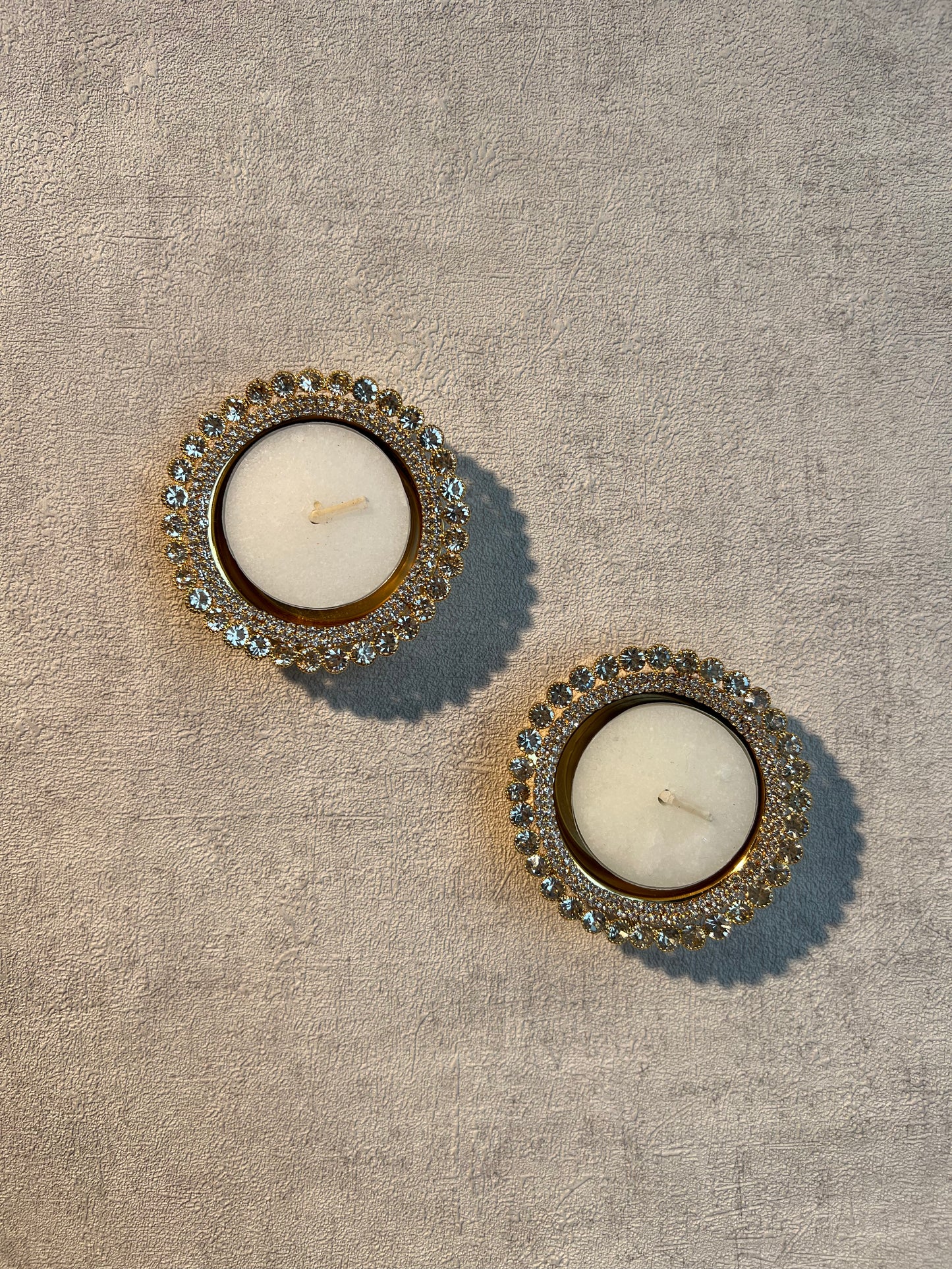 Gold Diamanté Diya Tealight Twin Set✨