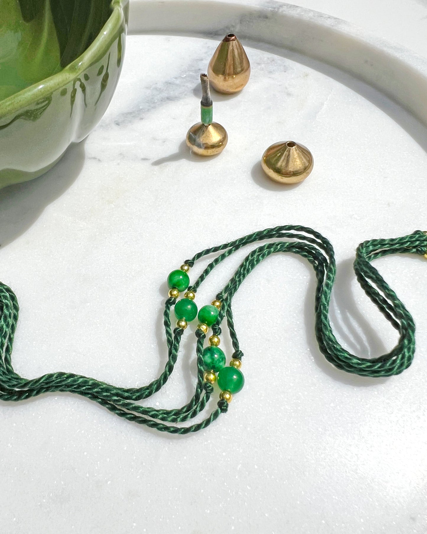 Natural Dark Green Malaysia Jade Handmade Rakhri