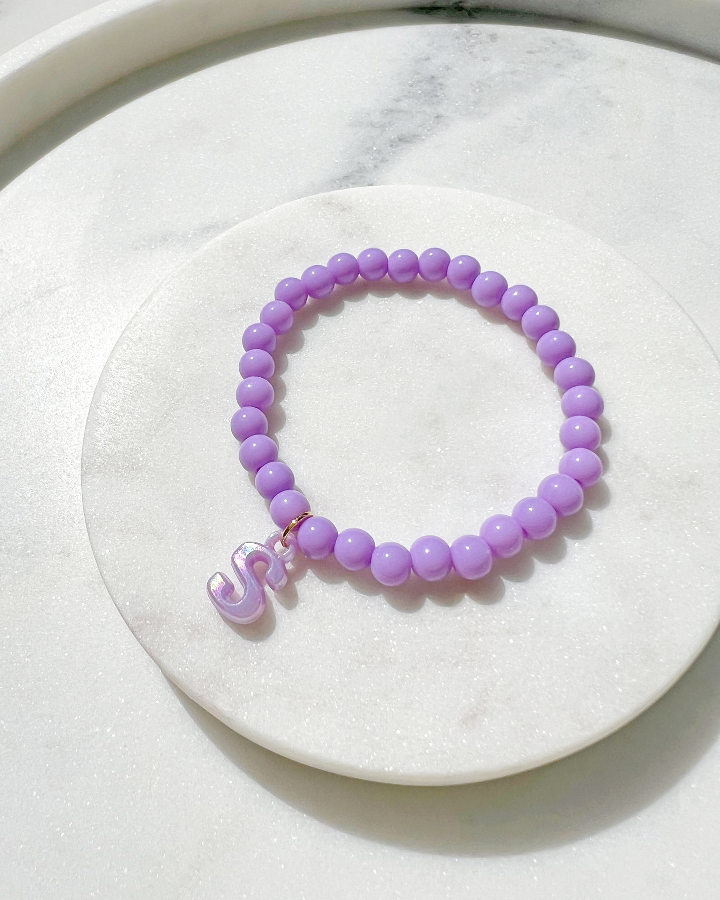 Children's Personalised Initial Charm Stretch Bracelet