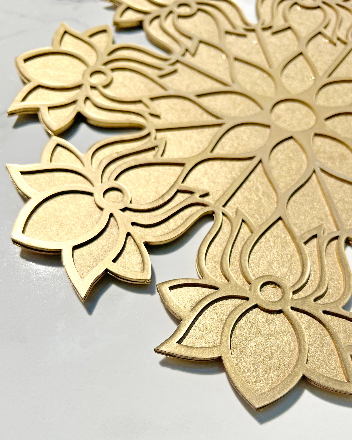 12" Diwali Lotus Wooden Rangoli Kit