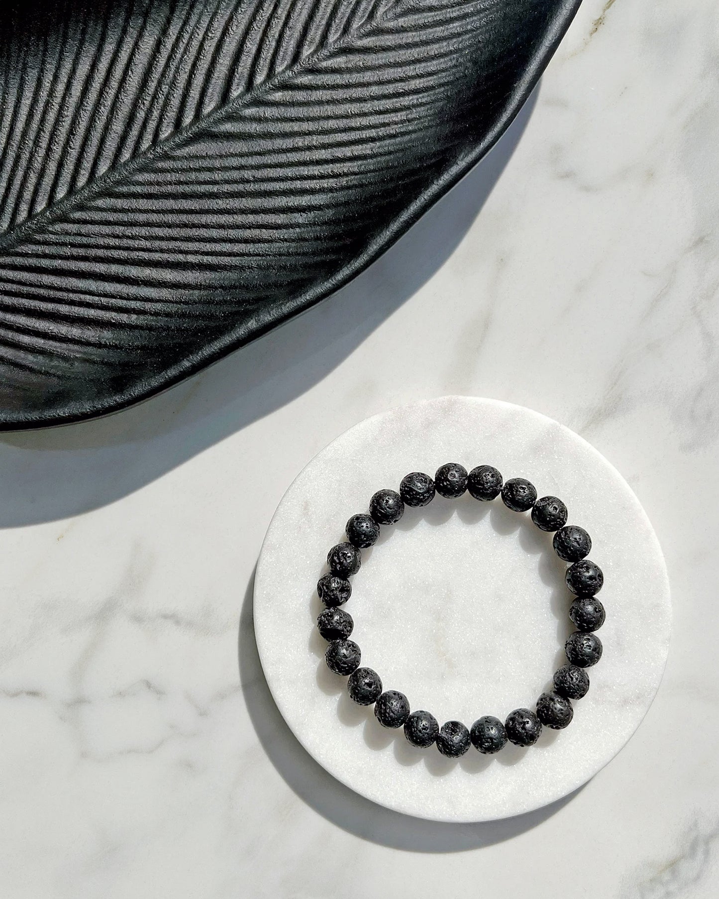 Men's Natural Lava Rock Stretch Bracelet