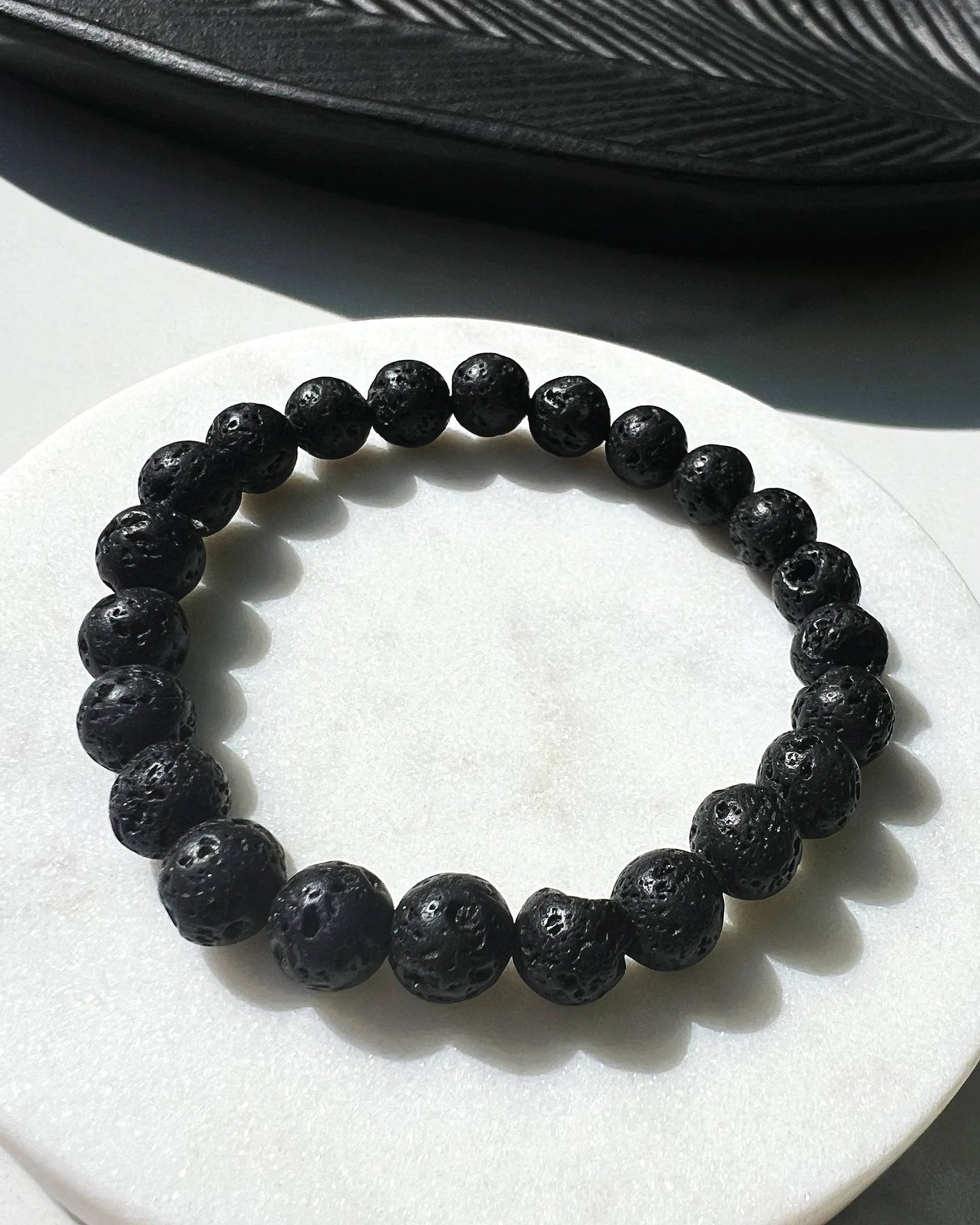 Men's Natural Lava Rock Stretch Bracelet