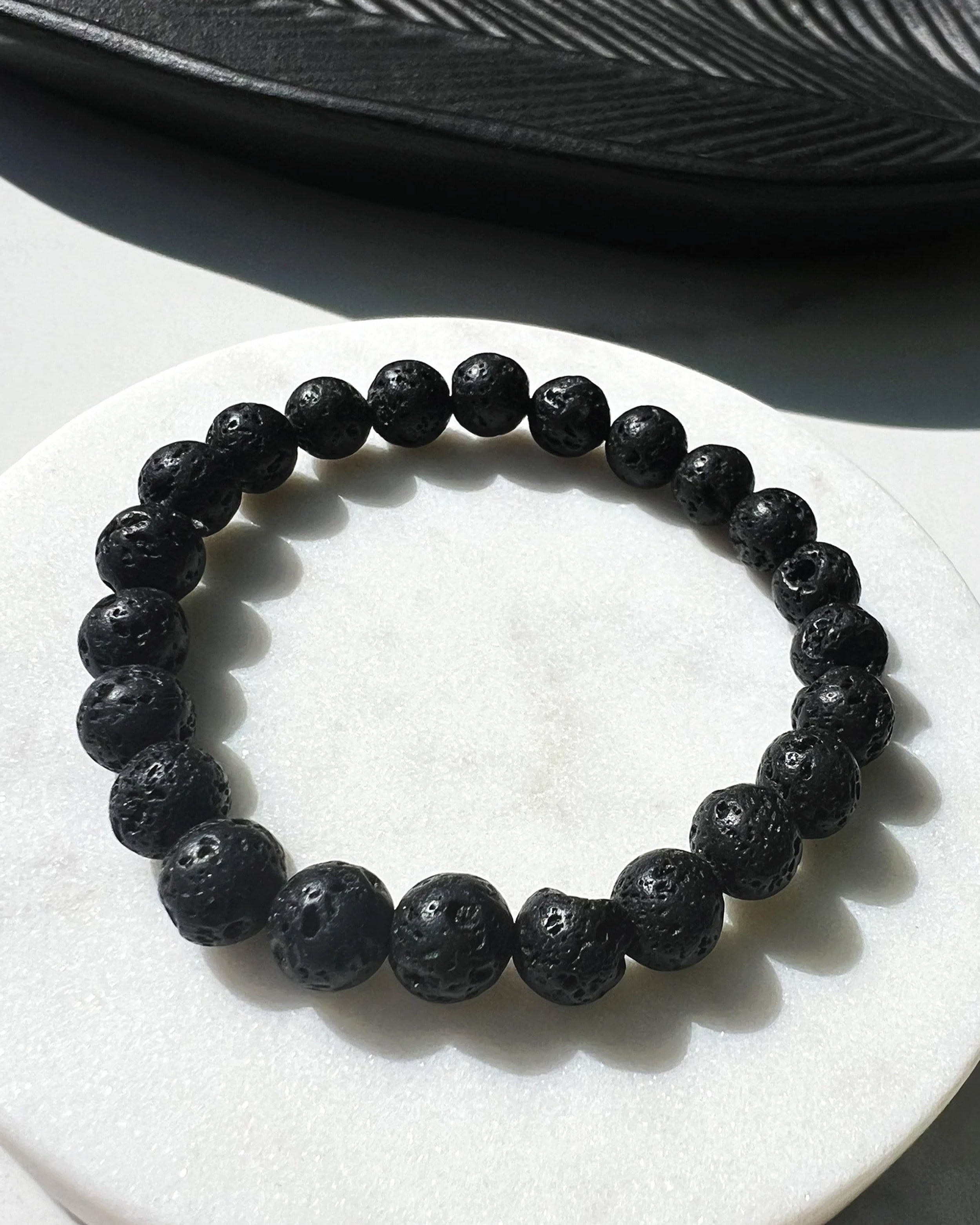 Men's Natural Lava Rock Stretch Bracelet