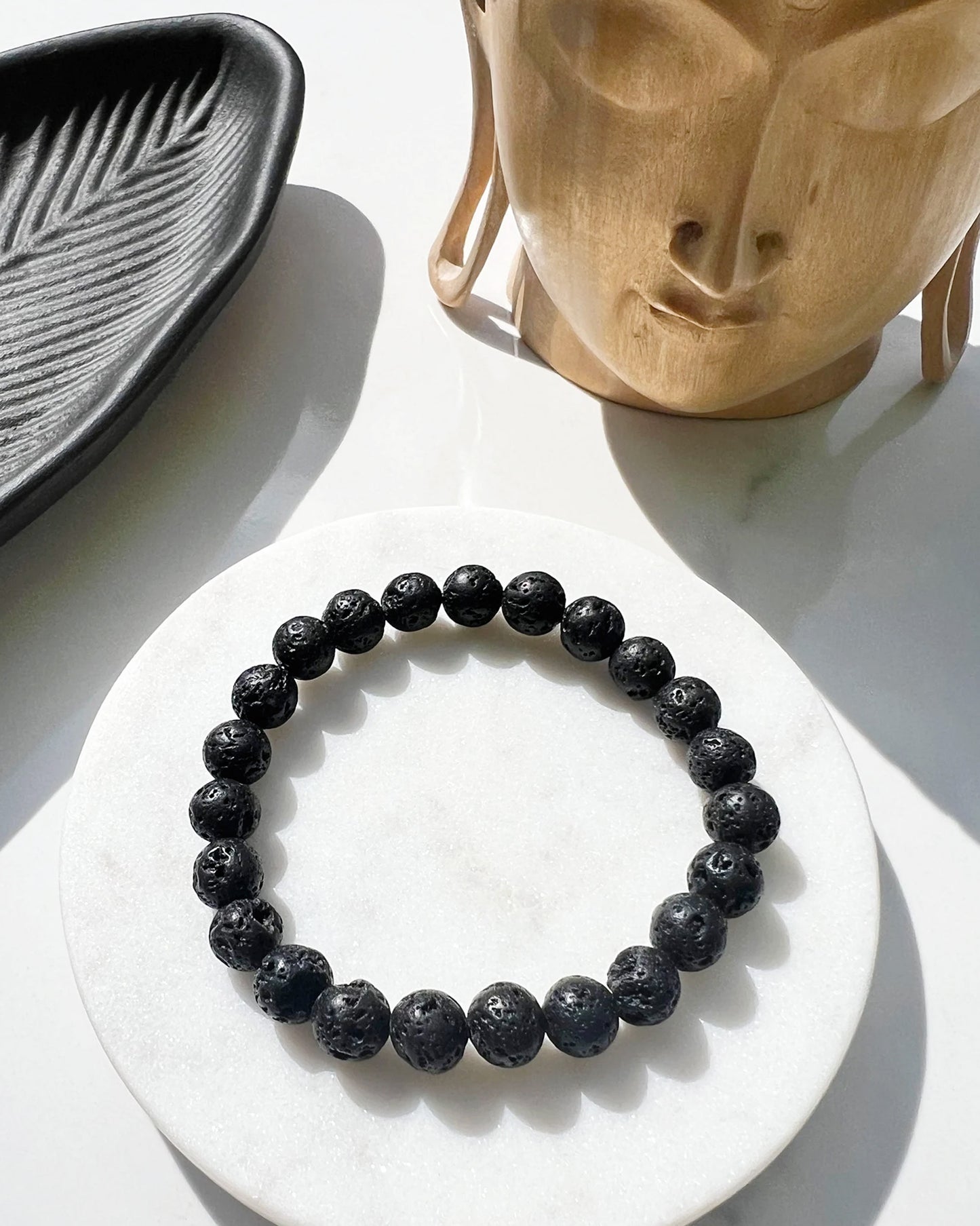 Men's Natural Lava Rock Stretch Bracelet