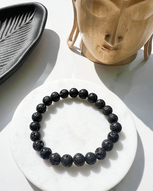 Men's Natural Lava Rock Stretch Bracelet