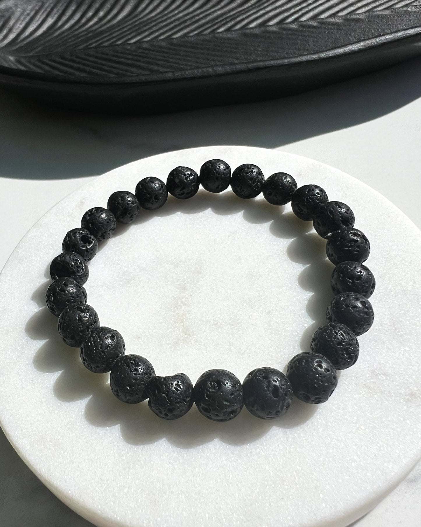 Men's Natural Lava Rock Stretch Bracelet