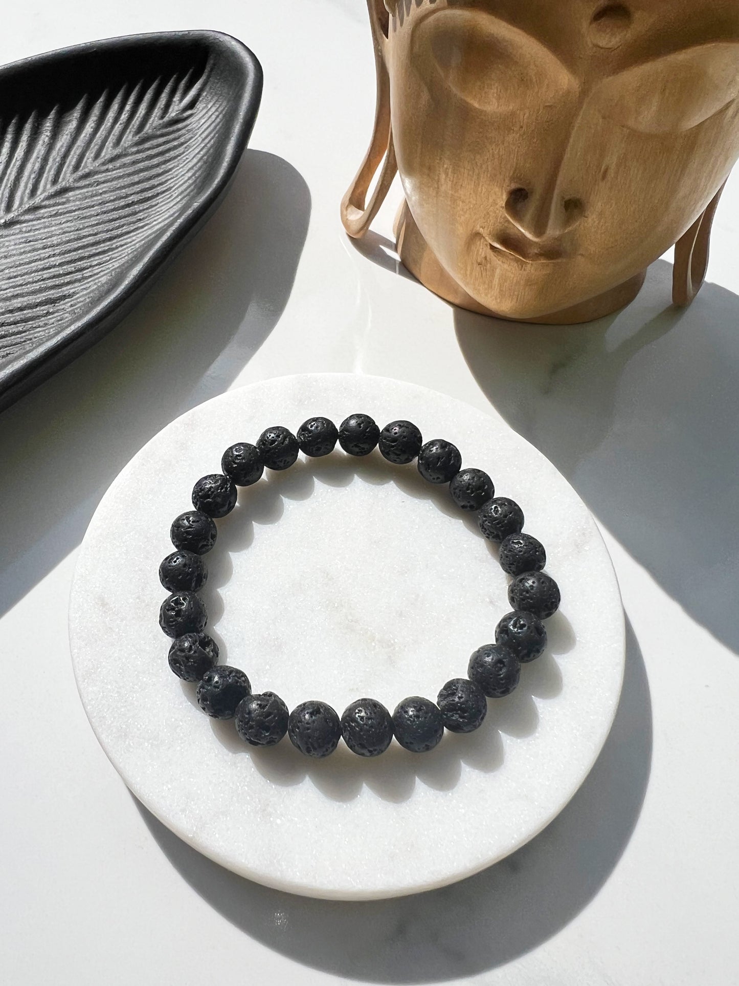 Men's Natural Lava Rock Stretch Bracelet